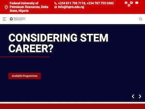 Federal University of Petroleum Resources's official website homepage screenshot