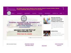 Federal University of Technology, Minna's official website homepage screenshot