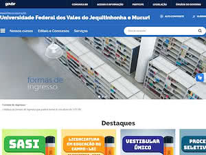 Federal University of the Valleys of Jequitinhonha and Mucuri's official website homepage screenshot