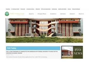 Federal University, Otuoke's official website homepage screenshot