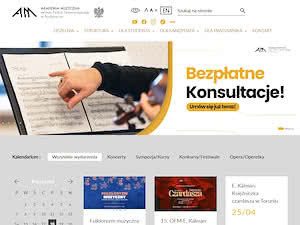 Feliks Nowowiejski Academy of Music in Bydgoszcz's official website homepage screenshot
