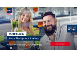 FHWien University of Applied Sciences of WKW's official website homepage screenshot