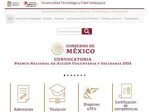 Fidel Velázquez Technological University's official website homepage screenshot