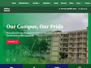First Capital University of Bangladesh's official website homepage screenshot