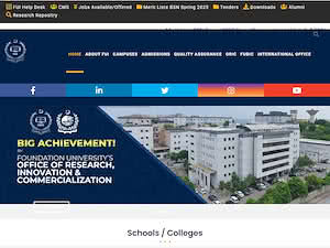 Foundation University Islamabad's official website homepage screenshot