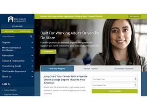 Franklin University's official website homepage screenshot