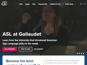 Gallaudet University's official website homepage screenshot