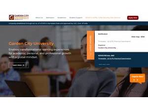 Garden City University's official website homepage screenshot