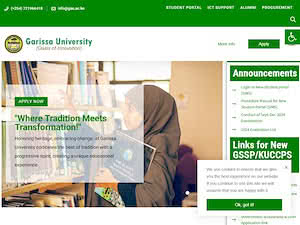 Garissa University's official website homepage screenshot