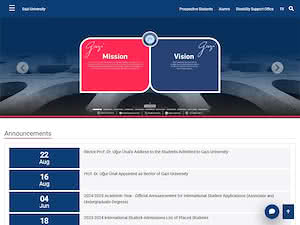 Gazi Üniversitesi's official website homepage screenshot