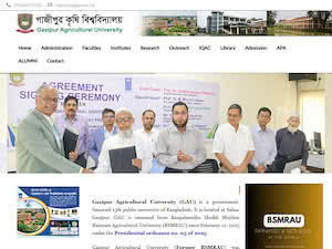 Gazipur Agricultural University's official website homepage screenshot