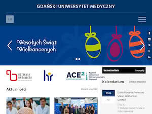 Gdański Uniwersytet Medyczny's official website homepage screenshot