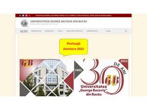 George Bacovia University of Bacau's official website homepage screenshot