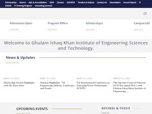 Ghulam Ishaq Khan Institute of Engineering Sciences and Technology's official website homepage screenshot