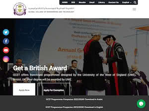 Global College of Engineering and Technology's official website homepage screenshot