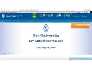 Goa University's official website homepage screenshot