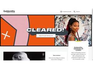 Goldsmiths, University of London's official website homepage screenshot