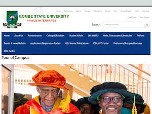 Gombe State University's official website homepage screenshot