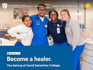 Good Samaritan College of Nursing and Health Science's official website homepage screenshot