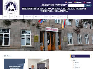 Goris State University's official website homepage screenshot