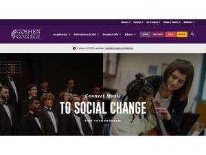 Goshen College's official website homepage screenshot