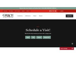 Grace College's official website homepage screenshot
