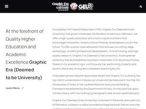 Graphic Era University's official website homepage screenshot