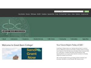 Great Basin College's official website homepage screenshot