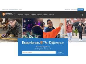 Greenville University's official website homepage screenshot