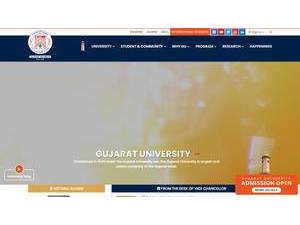 Gujarat University's official website homepage screenshot