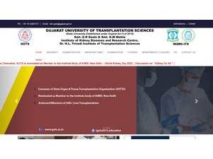 Gujarat University of Transplantation Sciences's official website homepage screenshot