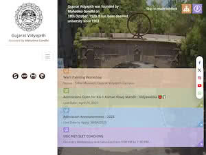 Gujarat Vidyapith's official website homepage screenshot