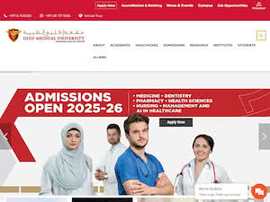 Gulf Medical University's official website homepage screenshot