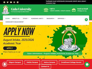 Gulu University's official website homepage screenshot