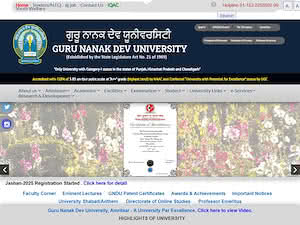 Guru Nanak Dev University's official website homepage screenshot