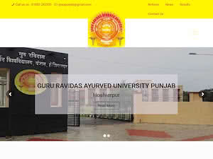 Guru Ravidas Ayurved University's official website homepage screenshot