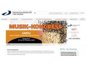 Gustav Mahler Privatuniversität für Musik's official website homepage screenshot