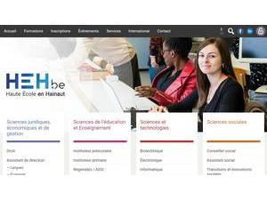 Hainaut University College's official website homepage screenshot
