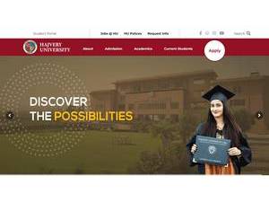 Hajvery University's official website homepage screenshot
