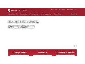 Hamline University's official website homepage screenshot