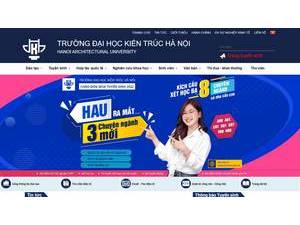 Hanoi Architectural University's official website homepage screenshot