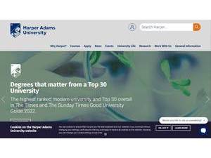 Harper Adams University's official website homepage screenshot