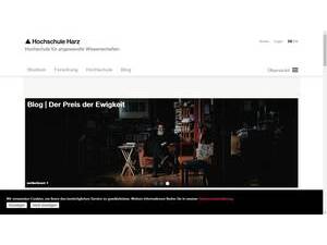 Harz University of Applied Sciences's official website homepage screenshot
