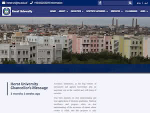 Herat University's official website homepage screenshot