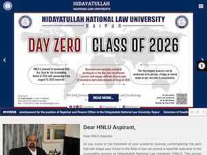 Hidayatullah National Law University's official website homepage screenshot