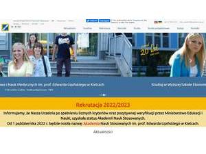 Higher School of Economics, Law and Medical Sciences in Kielce's official website homepage screenshot