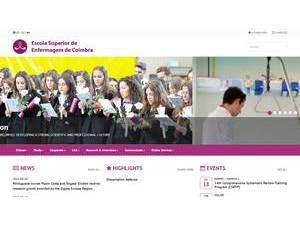 Higher School of Nursing of Coimbra's official website homepage screenshot