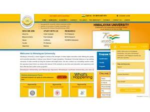 Himalayan University's official website homepage screenshot