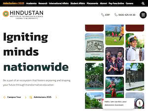 Hindustan Institute of Technology and Science's official website homepage screenshot