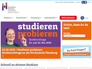 Hochschule Flensburg's official website homepage screenshot